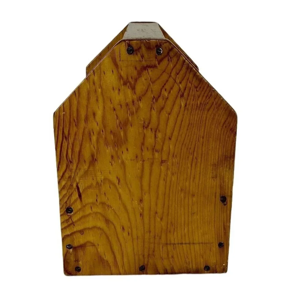 Vintage Wood Top Handle Open Tool Caddy Tote Carry Storage Shoeshine Box